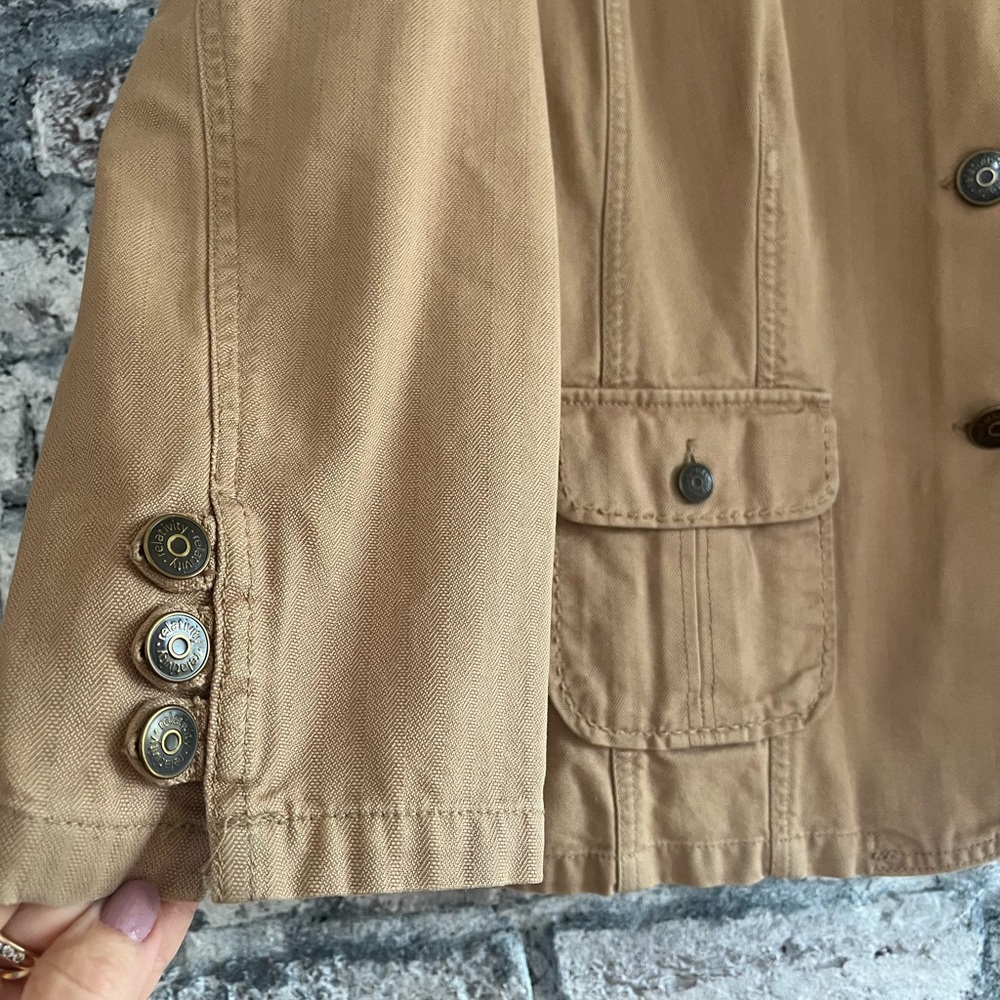 Tan Button-Up jacket, cute metal buttons and stitching detail, excellent cond🌸 - Picture 8 of 10